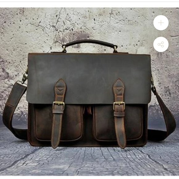 Handmade  LEATHER RETRO DESIGNER BUSINESS BRIEFCASE, 18"x13" - Picture 7 of 7